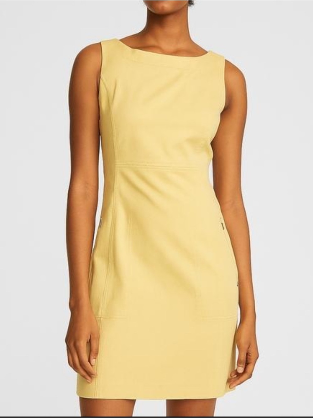 Lafayette 148 New York Sleeveless Pale Yellow Sheath Dress